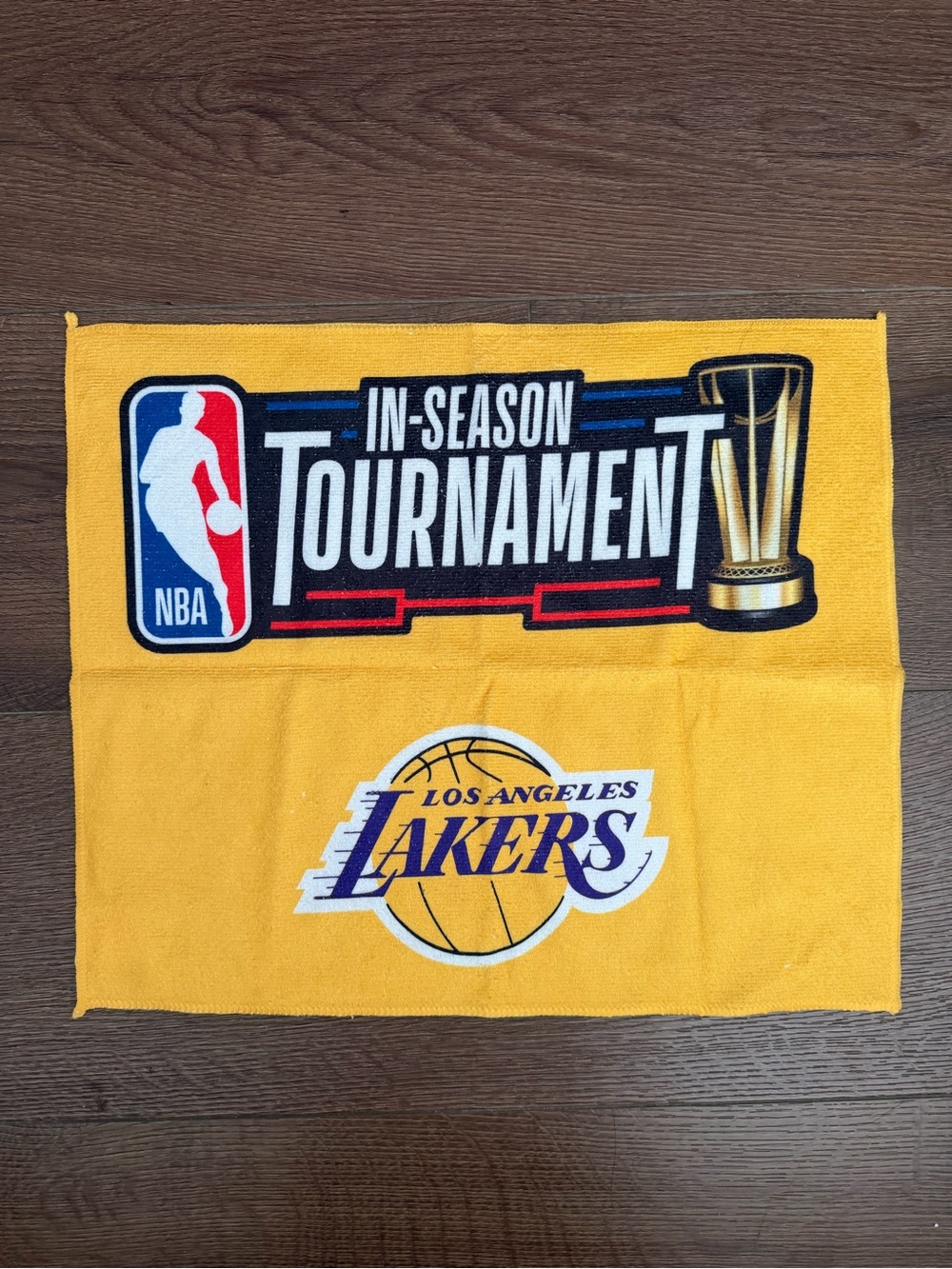 NBA Lakers In-Season Tournament White Care Tag Towel